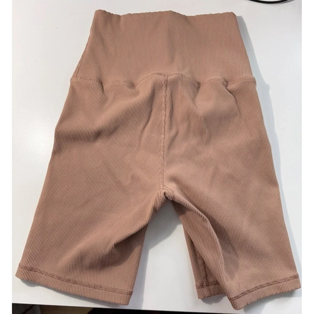 OFFLINE by Aerie Ribbed‎ High Waisted Biker Shorts Tan Brown M 3134514674 - Picture 2 of 9